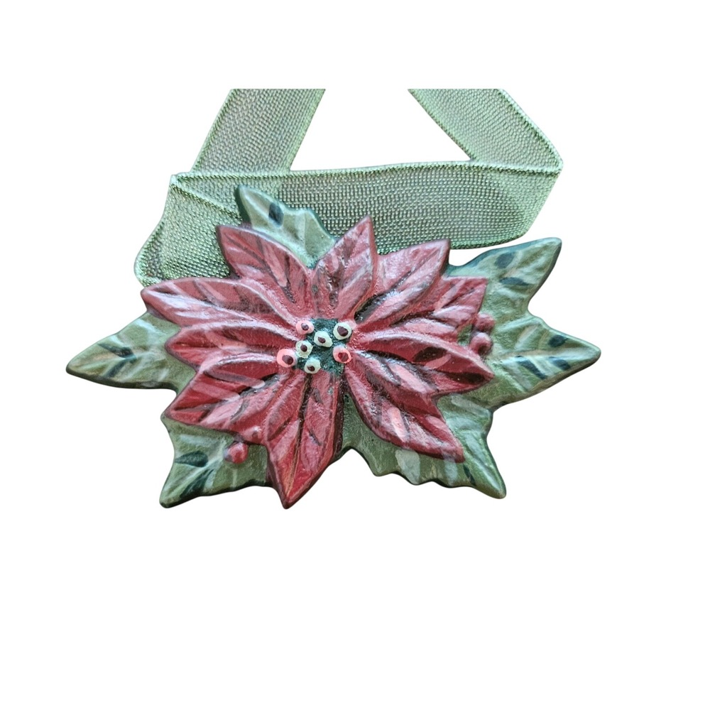 Longaberger 2006 Poinsettia Holiday Floral Basket Tie-on